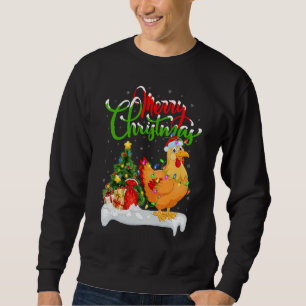 Sweatshirt Décorations de Noël d'oiseaux de poulet Père Noël