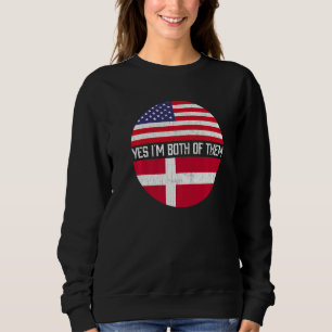 Sweatshirt Demi-Américain Demi-Danois Usa Drapeau Patrimoine