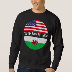Sweatshirt Demi-Américain Demi-Gallois Usa Drapeau Patrimoine