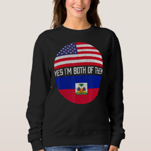 Sweatshirt Demi-Américain Demi-Haïtien Drapeau Famille Hérita