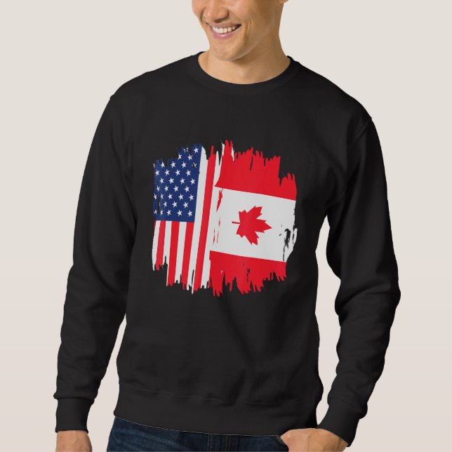 Sweatshirt Demi-Américaine Moitié Canadienne Racines Amérique (Devant)
