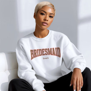 Sweatshirt Demoiselle d'honneur varsity imprimé léopard + rou