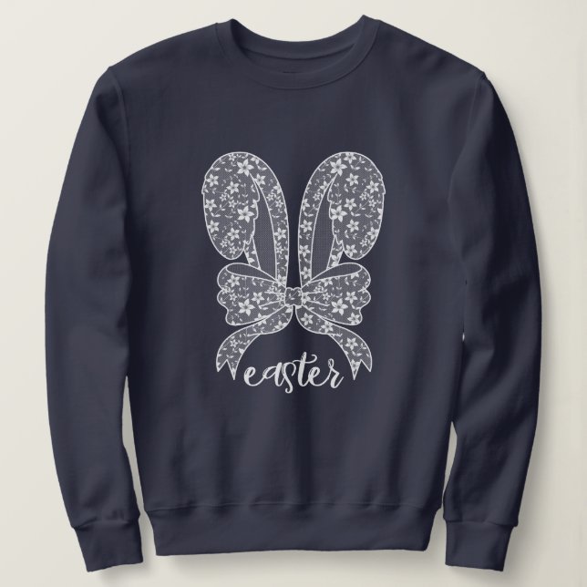 Sweatshirt Dentelle de Pâques Lapin Dentelle Oreilles Dentell (Design devant)