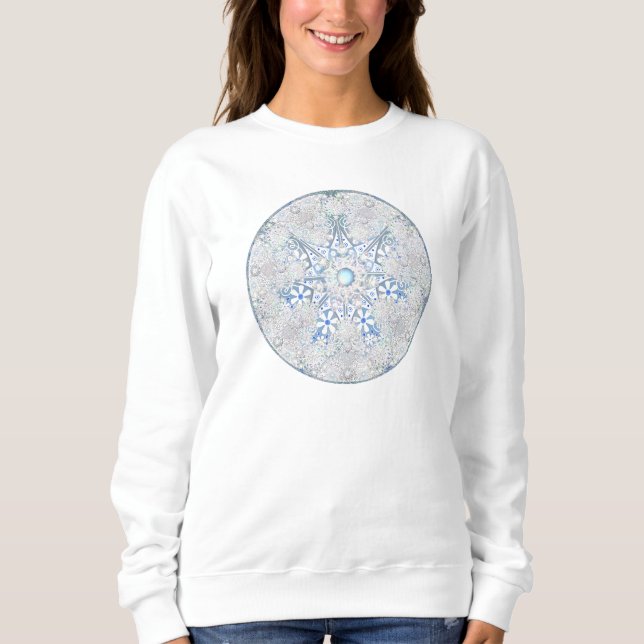 Sweatshirt Dentelle en céramique bleu & flocon de neige (Devant)
