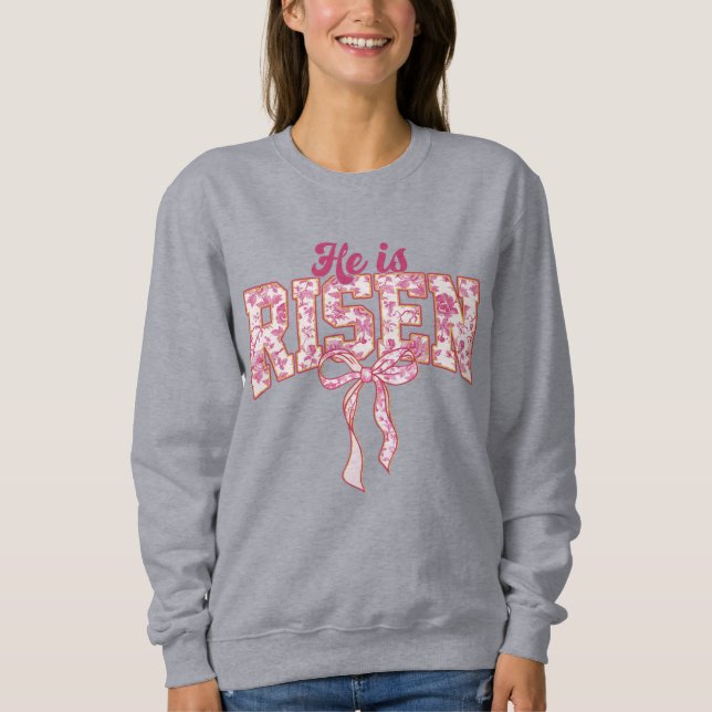 Sweatshirt Dentelle rose Il Est Ressuscité (Devant)