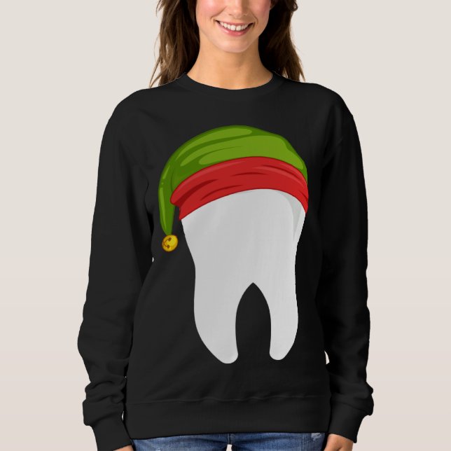 Sweatshirt Dentist Christmas  tooth Dental  with Elf hat (Devant)