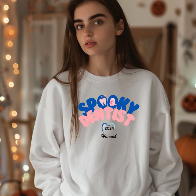 Sweatshirt Dentiste éffrayant Nom personnalisé Cadeau Hallowe (Créateur téléchargé)