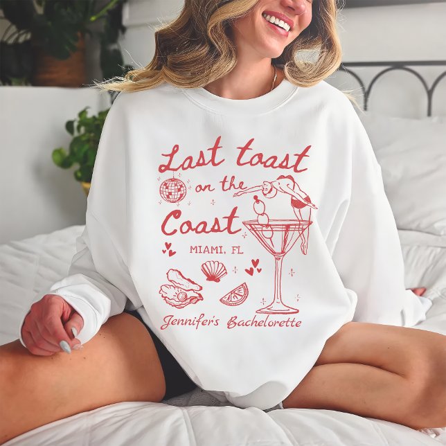 Sweatshirt Dernier Toast Sur La Côte Plage Bachelorette Rouge (Créateur téléchargé)