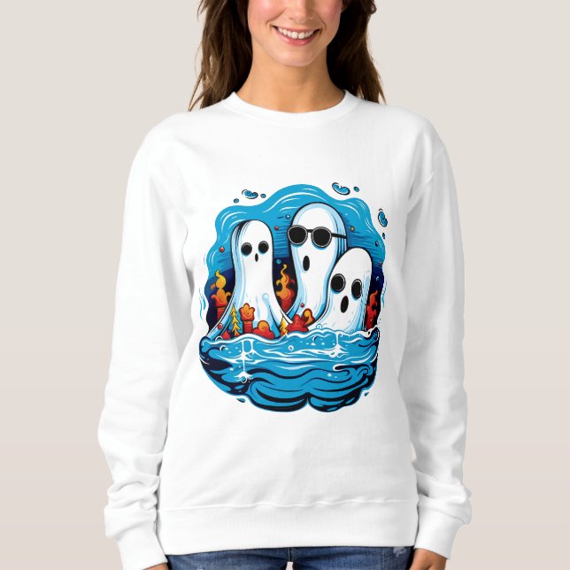 Sweatshirt Des fantômes à la feuille pour Halloween (Devant)