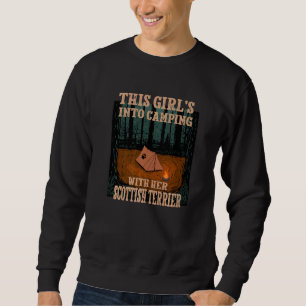 Sweatshirt Des Filles En Camping Avec Son Chien Terrier Écoss