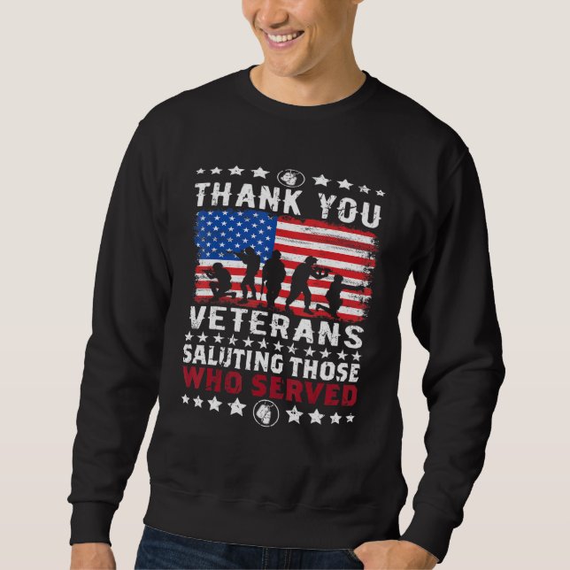 Sweatshirt Des Vétérans Mercis Saluent Ceux Qui Ont Servi Pat (Devant)