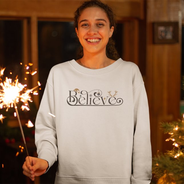 Sweatshirt Design moderne de la croyance Calligraphie Noël (Créateur téléchargé)