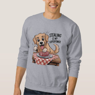 Sweatshirt dessin animé, chien, récupérateur d'or, vol, T-shi