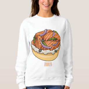 Sweatshirt dessin animé de bagel saumon