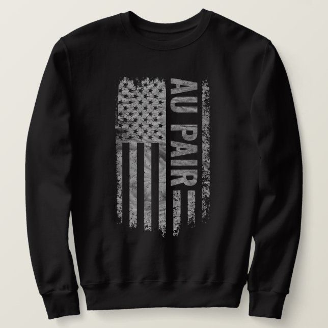 Sweatshirt Dessin du drapeau américain Au Pair en détresse (Design devant)
