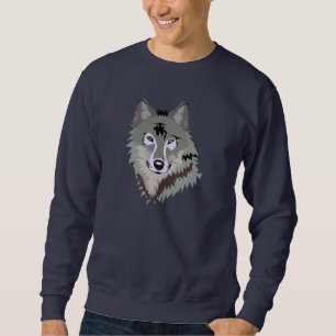Sweatshirt Dessin du visage de loup gris