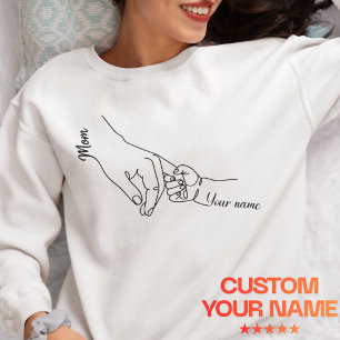 Sweatshirt Dessin personnalisé de la main de maman et de l'en