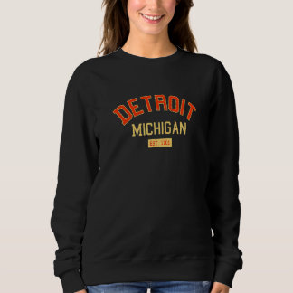 Sweatshirt Detroit Michigan 1701 Vintage Mi Retro Detroiter A