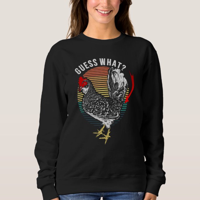 Sweatshirt Devinez quelle blague rétro de poule Butt (Devant)