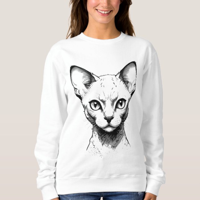 Sweatshirt Devon Rex Cat Sketch Women's Sweater (Devant)
