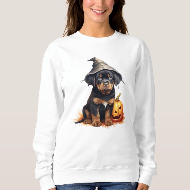 Sweatshirt d'Halloween de chiot Rottweiler (Devant)