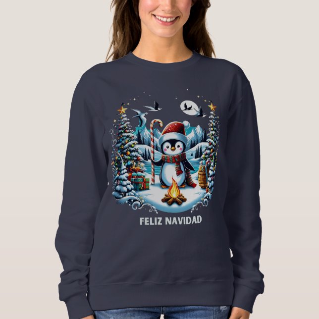 Sweatshirt d'hiver de Pingouin mignon (Devant)