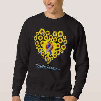 Sweatshirt Diabète de tournesol Coeur gris Bleu Ruban Diabéti