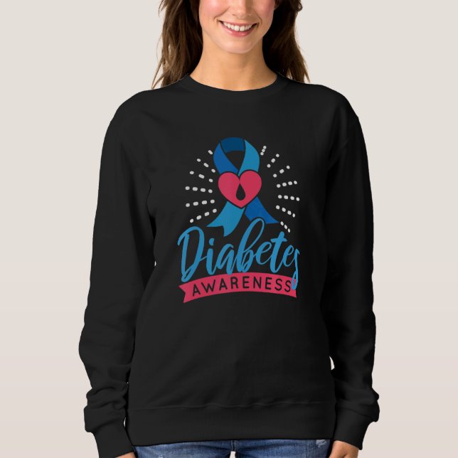 Sweatshirt Diabète Sensibilisation Ruban Déposer Insigne du c (Devant)