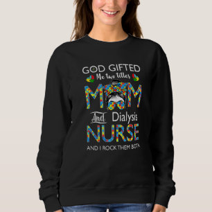 Sweatshirt Dialyse Infirmière Messy Bun Autisme Amour Coeur S