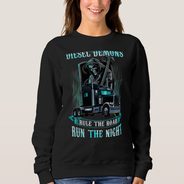 Sweatshirt Diesel Demon Règle La Route Gère Le Trucker De Nui (Devant)
