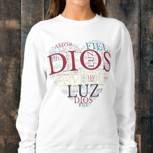 Sweatshirt Dieu Et Foi Coeur Femmes Chrétiennes Espagnol