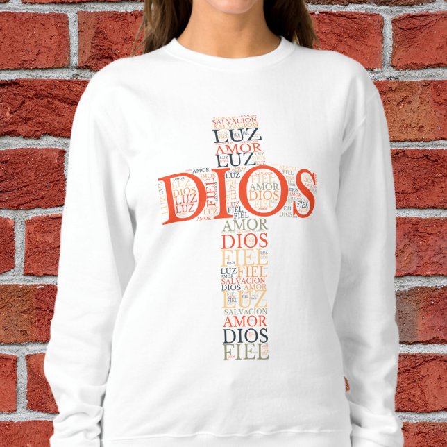 Sweatshirt Dieu et la foi Croix Chrétienne Espagnol féminin (Créateur téléchargé)