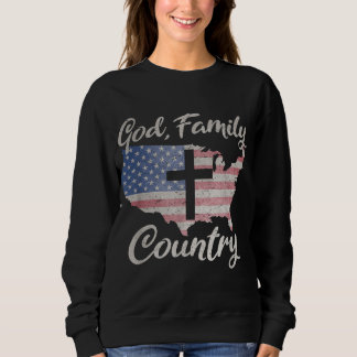 Sweatshirt DIEU FAMILLE PAYS Croix chrétienne Vintage USA Ame