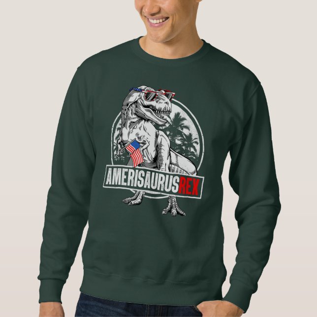Sweatshirt Dinosaur 4 juillet Enfants Garçons Hommes Amerisau (Devant)