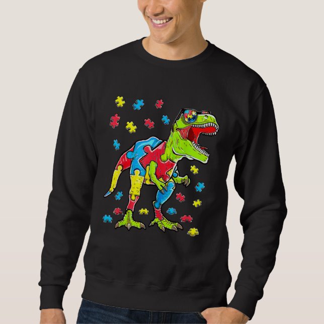 Sweatshirt Dinosaur Autism Awareness Puzzle Piece Boys Kids T (Devant)