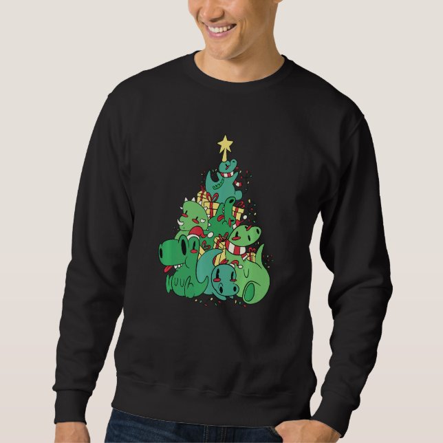 Sweatshirt Dinosaur Christmas Tree Xmas Holidays (Devant)
