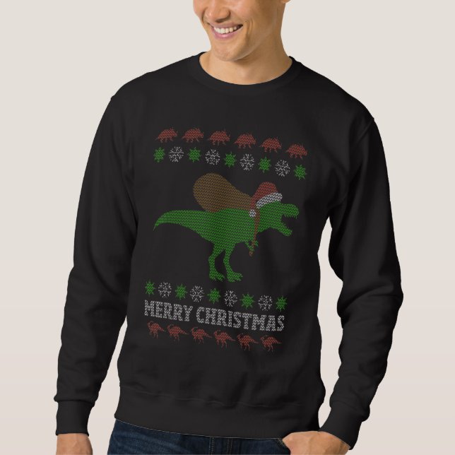 Sweatshirt Dinosaur Dinosaure T Rex Gros Chandails De Noël (Devant)
