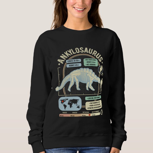 Sweatshirt Dinosaur Facts Ankylosaurus Science & Anatomy Gift (Devant)