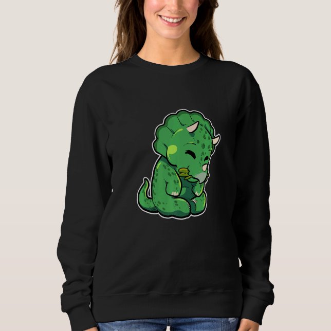 Sweatshirt Dinosaur Lover Cute Triceratops Premium (Devant)