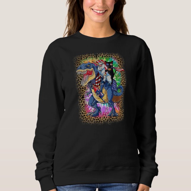 Sweatshirt Dinosaur Unicorn Panther 4 juillet Leopard Cravate (Devant)