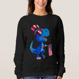 Sweatshirt Dinosaure 4 juillet  Drapeau États-Unis Dino Enfan