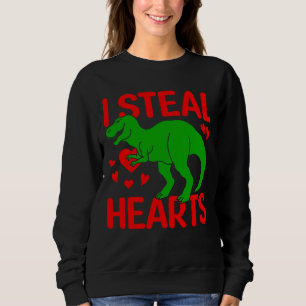 Sweatshirt Dinosaure Vert Valentine I Voler Coeurs
