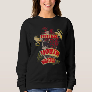 Sweatshirt Directeur de jeunesse tatoué crâne et roses rouges
