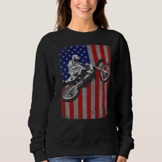 Sweatshirt Dirt Bike Rider Motocross Racer Drapeau américain