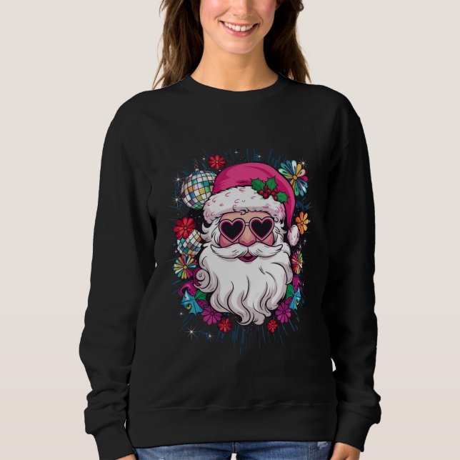 Sweatshirt Disco Rose Père Noël Noël Fête de Noël Drôle (Devant)
