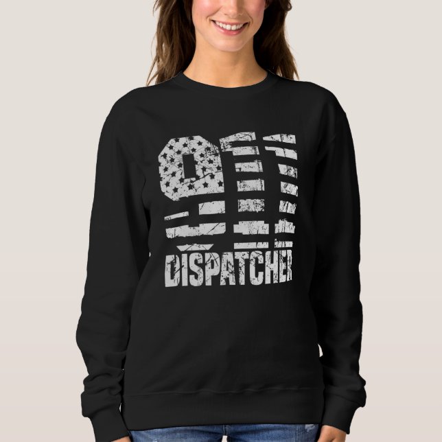 Sweatshirt Dispatcher Us Flag - Thin Gold Line Police 911 Dis (Devant)