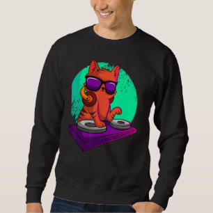 Sweatshirt Disque Jockey Cat Radio Club Dj Turntablist Deejay