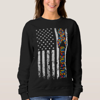 Sweatshirt Distorsion Usa Drapeau Autisme Grand-père Sensibil