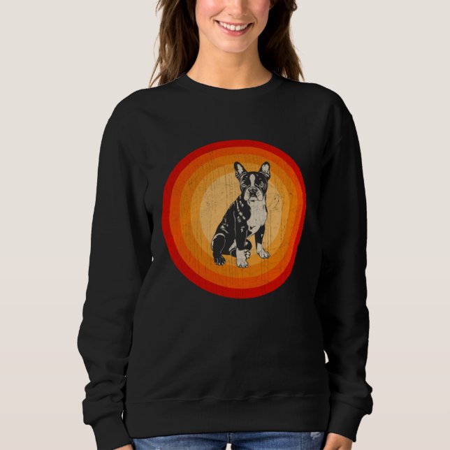 Sweatshirt Distressed Boston Terrier  Retro Style (Devant)