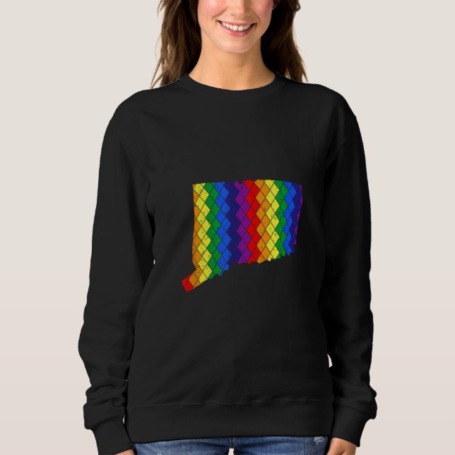 Sweatshirt Distressed State of Connecticut LGBT Rainbow Gay P (Devant)